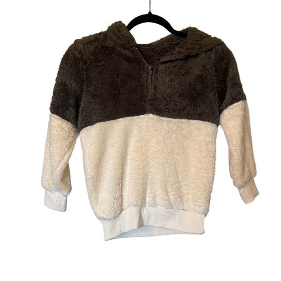 longyuan Other - Kids XL Olive Cream & Cream Fleece Hoodie Long Sleeve Pullover Casual